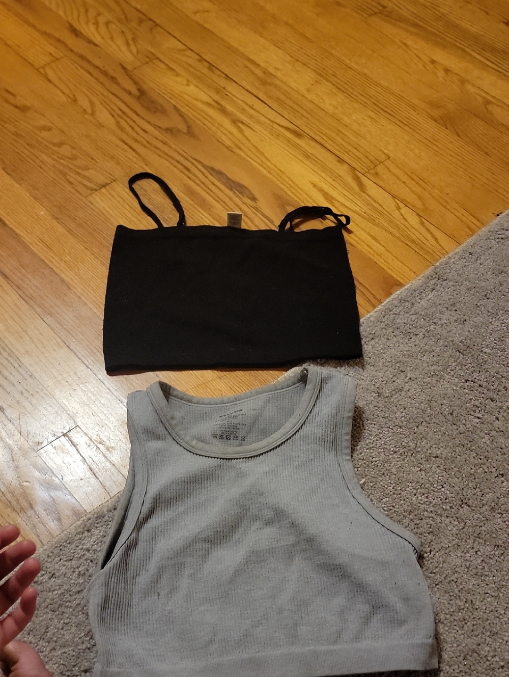Ambiance Black & Light Gray Ribbed Tank Top Set